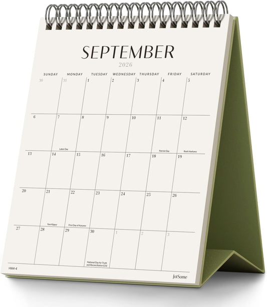 Jotsome Desk Calendar 2026-2027, Small Standing Flip Desktop Calendar