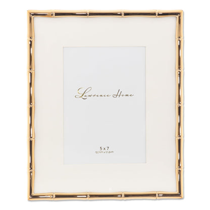 Lawrence Frames Bamboo Design Metal Frame, 4x4, Silver