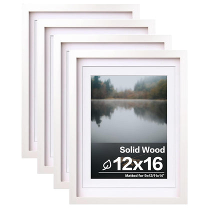 Egofine 8x10 Picture Frames Set of 4, Made of Solid Wood Covered by Plexiglass 4x6 and 5x7 with Mat or 8x10 without Mat, for Table Top Display and Wall Mounting Photo Frame Black