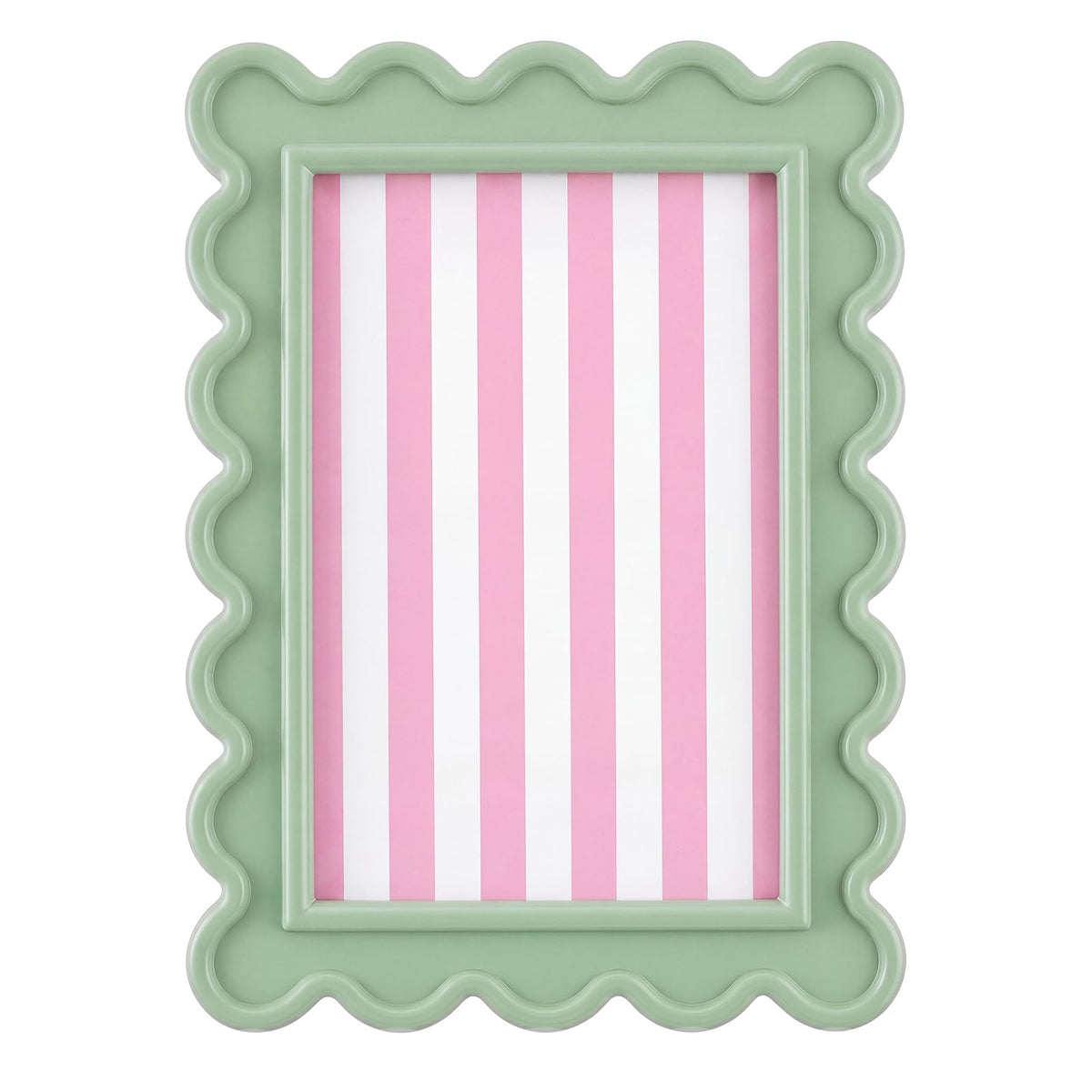 AceOrbit 4x6 Inches Light Green Flower Wavy Scalloped Picture Frame Cute