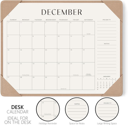 Jotsome Large Desk Calendar 2026-2027 with Protective Mat 22"x17"
