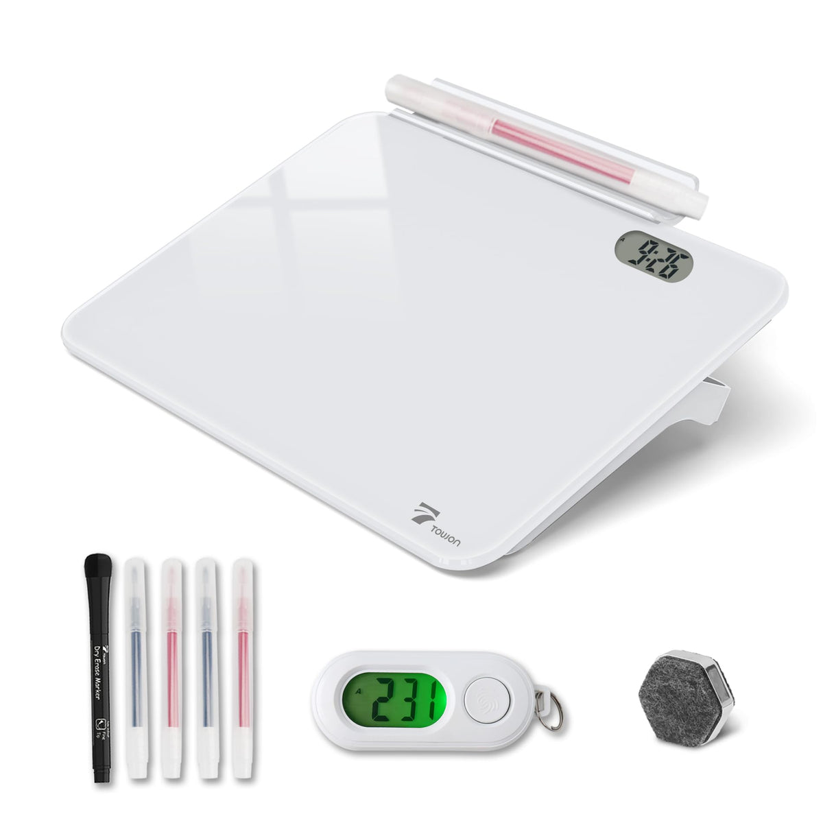 Rose Gold Mini Desktop Pure Glass Whiteboard, Small Glass Dry-Erase Stand