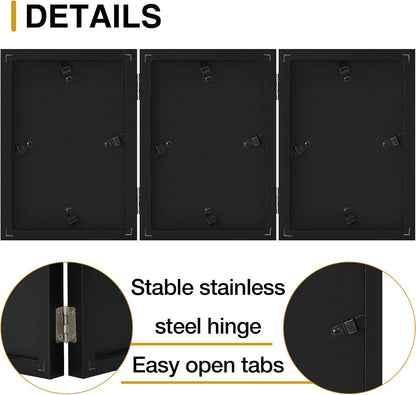 decorUhome Black Triple 4x6 Picture Frame Vertical