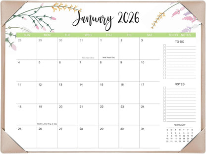 Desk Calendar 2026-2027 with Desk Mat – 22" x 17" Large Desk Pad Calendar Runs from January 2026 to June 2027, Floral Design Desktop Calendar with To-Do, Notes for Planning, Organizing, and Scheduling Your Life (Apricot)