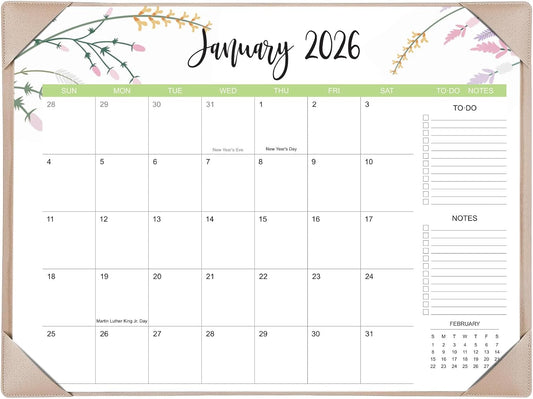 Desk Calendar 2026-2027 with Desk Mat – 22" x 17" Large Desk Pad Calendar Runs from January 2026 to June 2027, Floral Design Desktop Calendar with To-Do, Notes for Planning, Organizing, and Scheduling Your Life (Apricot)