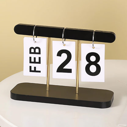 Perpetual Flip Desk Calendar, Reusable Desktop Decor, White