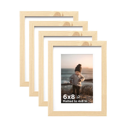 KINLINK 5x7 Picture Frames, Mix Color Photo Frames with Plexiglass for Picture 4x6 with Mat or 5x7 without Mat, Composite Wood Picture Frames for Table Top and Wall Mounting, Set of 4