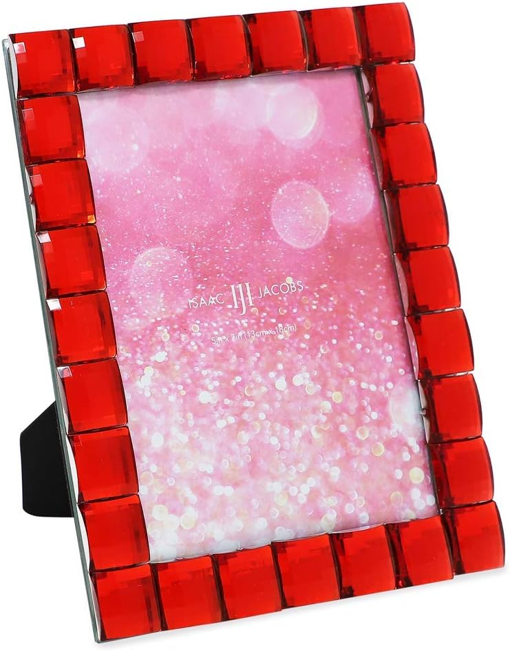 Isaac Jacobs Decorative Sparkling Jewel Picture Frame (4x4, Rainbow)