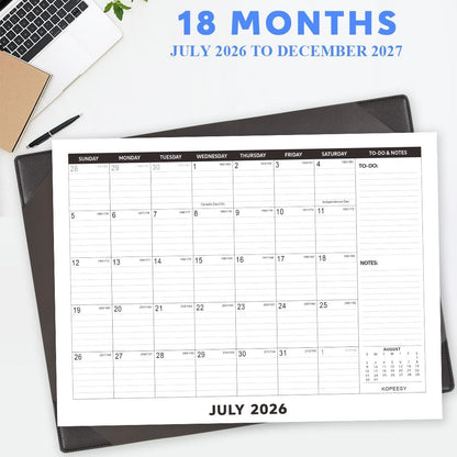 Desk Calendar 2026-2027 with Protective Mat 22" x 17"