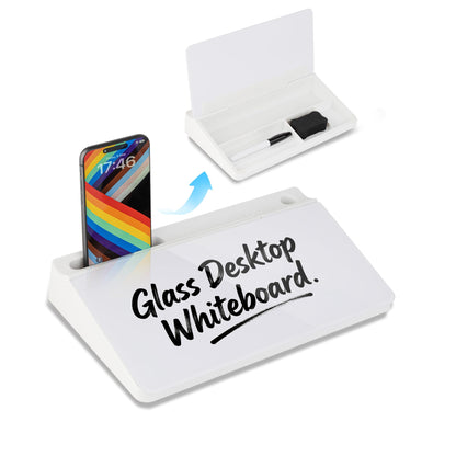 Glass Desktop Whiteboard, 15.8×7" Basic Black