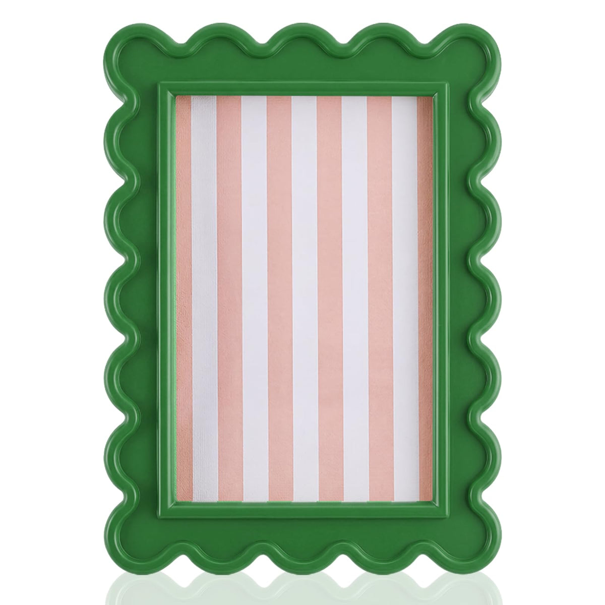 AceOrbit 4x6 Inches Light Green Flower Wavy Scalloped Picture Frame Cute