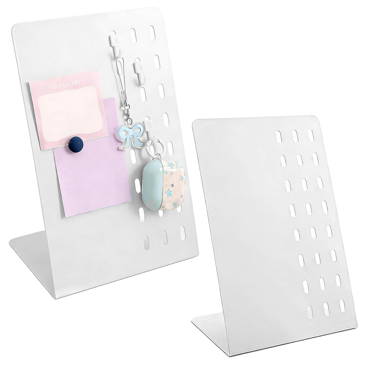 FLWAL 2 Pack Magnetic Bulletin Board, Metal Desktop Board with Bracket