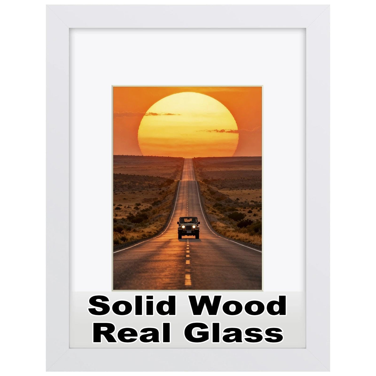 RPJC 11x14 Solid Wood Picture Frame Real Glass Cover Black