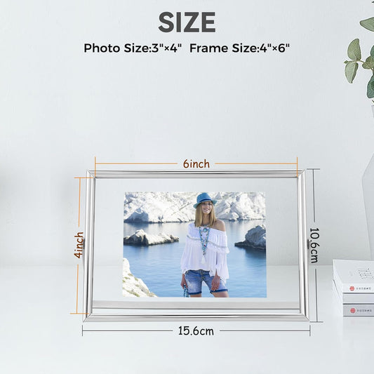 Silver Floating Frame, 4"x6", Horizontal