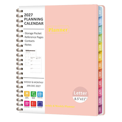 2027 Planner, Weekly and Monthly Calendar Planner Book