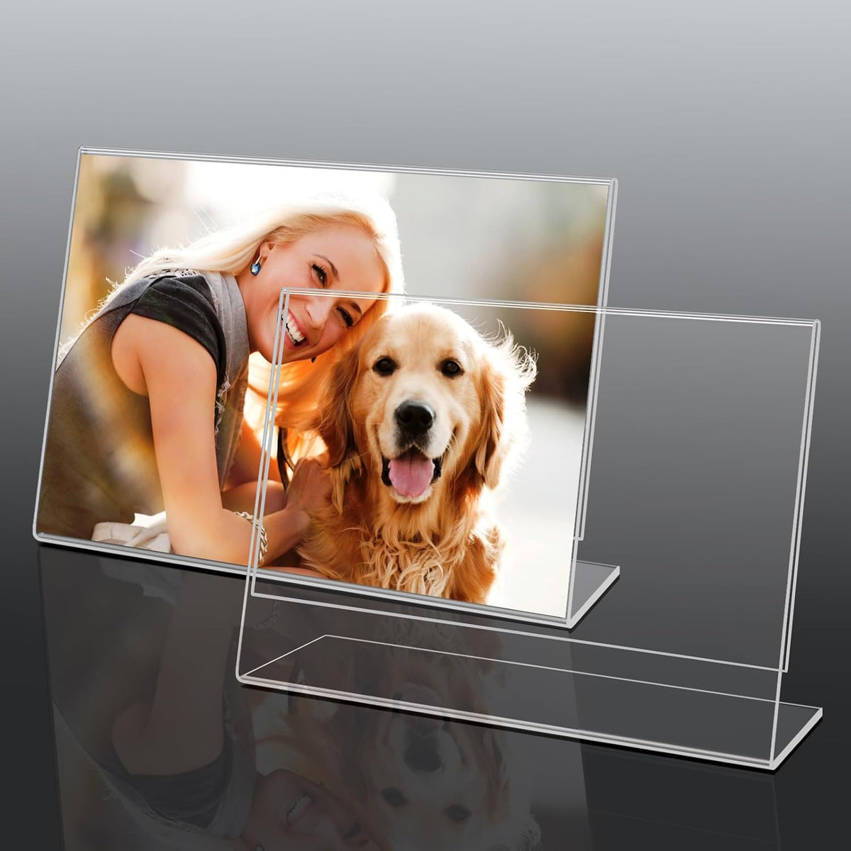 6 Pack 6x4 Inchs Clear Acrylic Self Standing Photo Frames，Picture Frame Stand Perfect for Showcasing Memories Desktop Display for Home or Office Décor，Horizontal