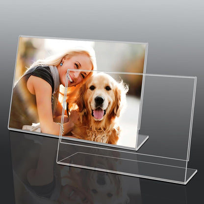 6 Pack 6x4 Inchs Clear Acrylic Self Standing Photo Frames，Picture Frame Stand Perfect for Showcasing Memories Desktop Display for Home or Office Décor，Horizontal