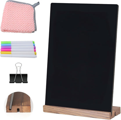 2 Pack 8.6x11.7 in Small Chalkboard Signs with Wood Base for Tabletop Decor Double Sided Mini Chalkboard for Restaurant Food Menu, Message Board, Wedding Party
