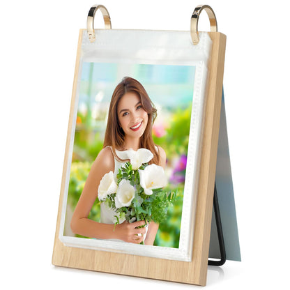 ZEEYUAN 5x7 Landscape Picture Frame for Office Desk 5x7 Flip Photo Album Horizontal Standing on Tabletop Photo Collection, Mother's Day Gift for Mom From Daughter Son