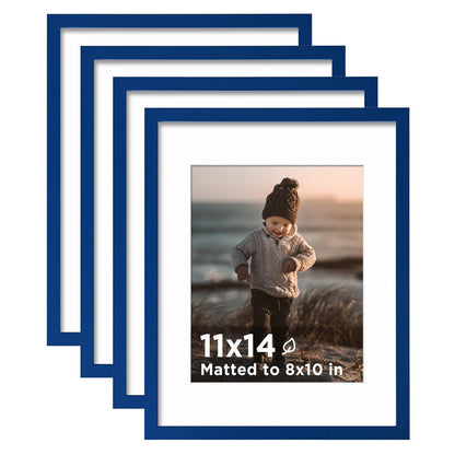 KINLINK 5x7 Picture Frames, Mix Color Photo Frames with Plexiglass for Picture 4x6 with Mat or 5x7 without Mat, Composite Wood Picture Frames for Table Top and Wall Mounting, Set of 4