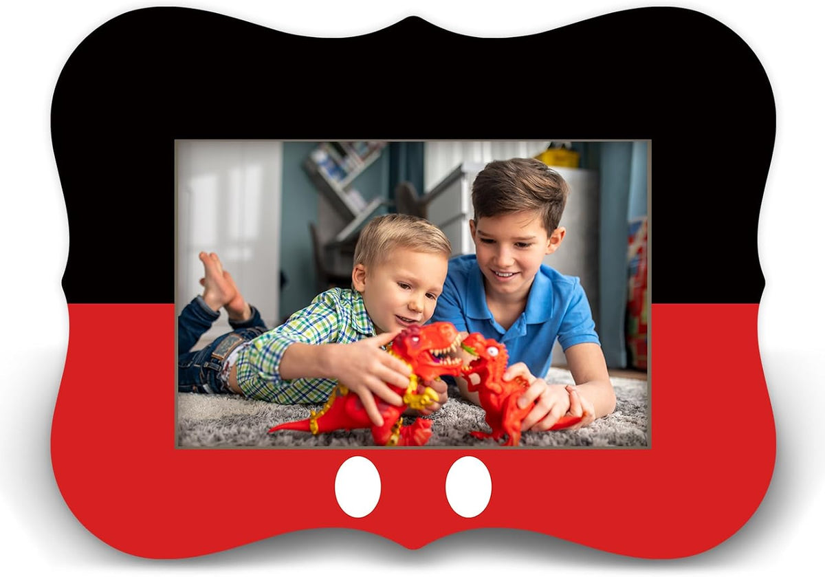 Cartoon photo frame, suitable for 4x6 photos, with bow decoration, thick frame Backrest with stand, for displaying photos desktop, gifts for kids and friends - B12