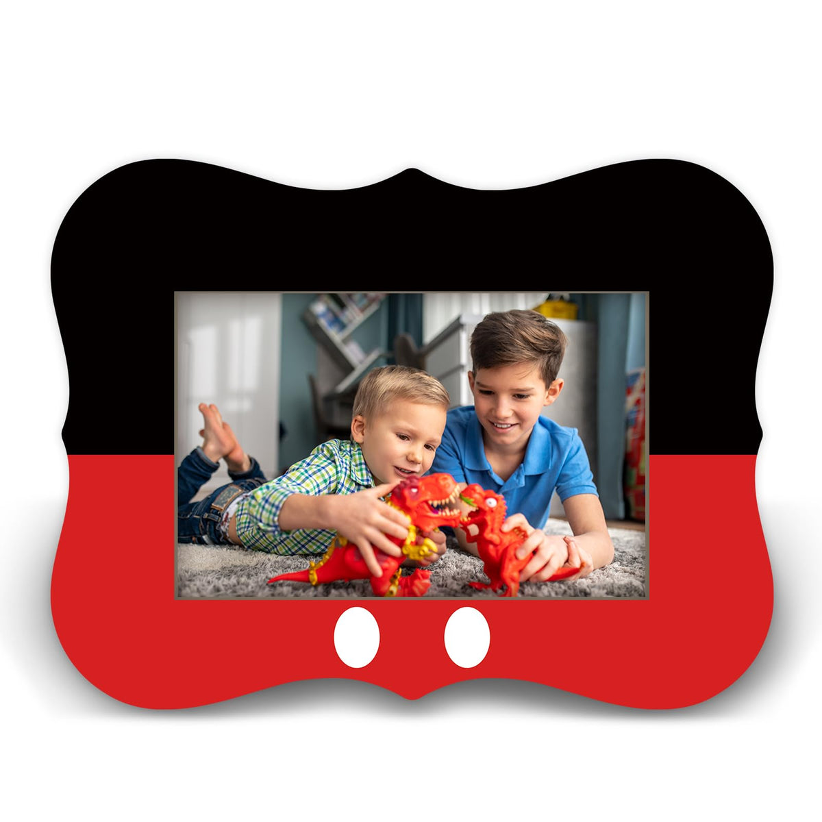 Cartoon photo frame, suitable for 4x6 photos, with bow decoration, thick frame Backrest with stand, for displaying photos desktop, gifts for kids and friends - B12