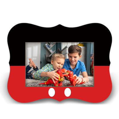 Cartoon photo frame, suitable for 4x6 photos, with bow decoration, thick frame Backrest with stand, for displaying photos desktop, gifts for kids and friends - B12