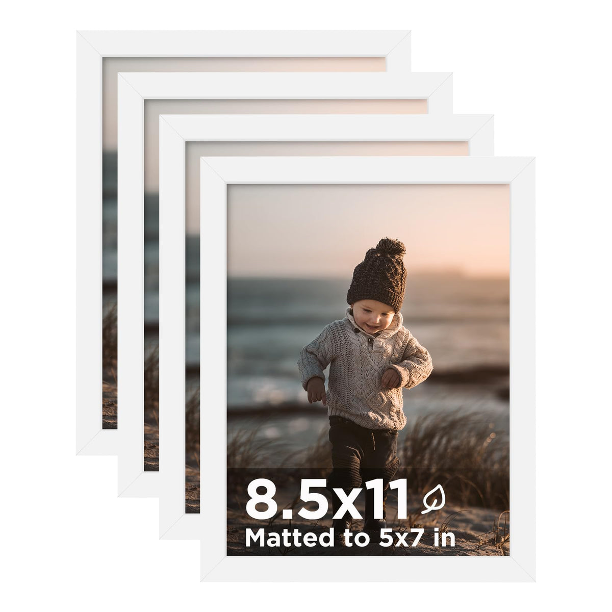 KINLINK 5x7 Picture Frames, Mix Color Photo Frames with Plexiglass for Picture 4x6 with Mat or 5x7 without Mat, Composite Wood Picture Frames for Table Top and Wall Mounting, Set of 4