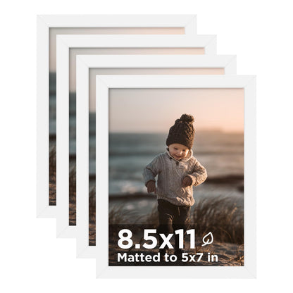 KINLINK 5x7 Picture Frames, Mix Color Photo Frames with Plexiglass for Picture 4x6 with Mat or 5x7 without Mat, Composite Wood Picture Frames for Table Top and Wall Mounting, Set of 4