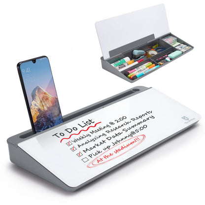 TSJ OFFICE Desktop Whiteboard Dry-Erase-Board - Computer Keyboard Stand White Board Surface Pad with Drawer, Desk Organizers with Accessories for Office, Home, School Supplies - Complete Black