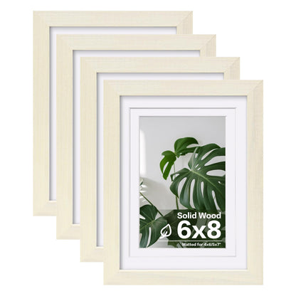 Egofine 8x10 Picture Frames Set of 4, Made of Solid Wood Covered by Plexiglass 4x6 and 5x7 with Mat or 8x10 without Mat, for Table Top Display and Wall Mounting Photo Frame Black
