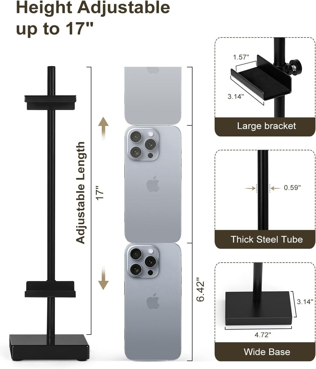 Adjustable Tabletop Easel Stand, Black 17" H Easels for Display