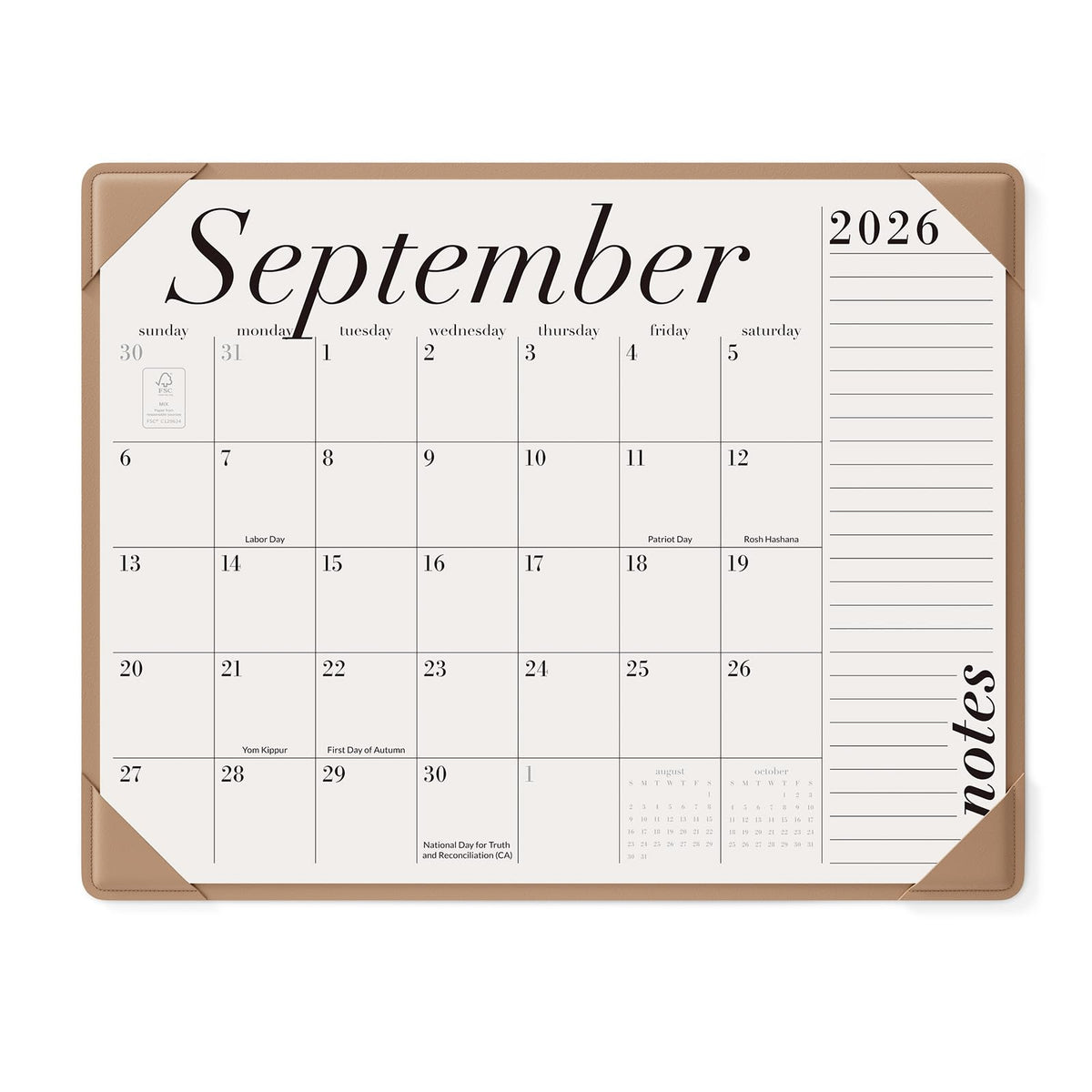 Jotsome Large Desk Calendar 2026-2027 with Protective Mat 22"x17"