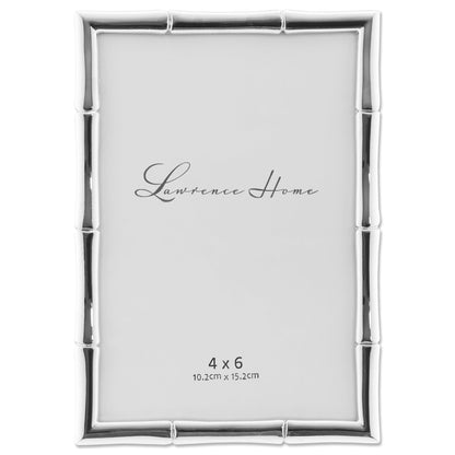 Lawrence Frames Bamboo Design Metal Frame, 4x4, Silver