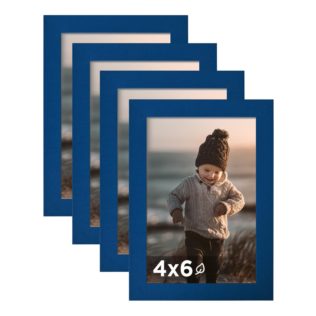 KINLINK 5x7 Picture Frames, Mix Color Photo Frames with Plexiglass for Picture 4x6 with Mat or 5x7 without Mat, Composite Wood Picture Frames for Table Top and Wall Mounting, Set of 4