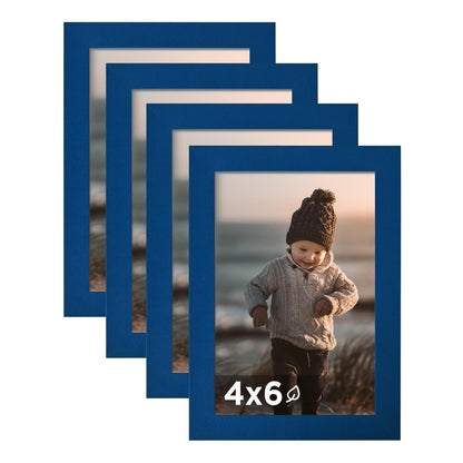 KINLINK 5x7 Picture Frames, Mix Color Photo Frames with Plexiglass for Picture 4x6 with Mat or 5x7 without Mat, Composite Wood Picture Frames for Table Top and Wall Mounting, Set of 4