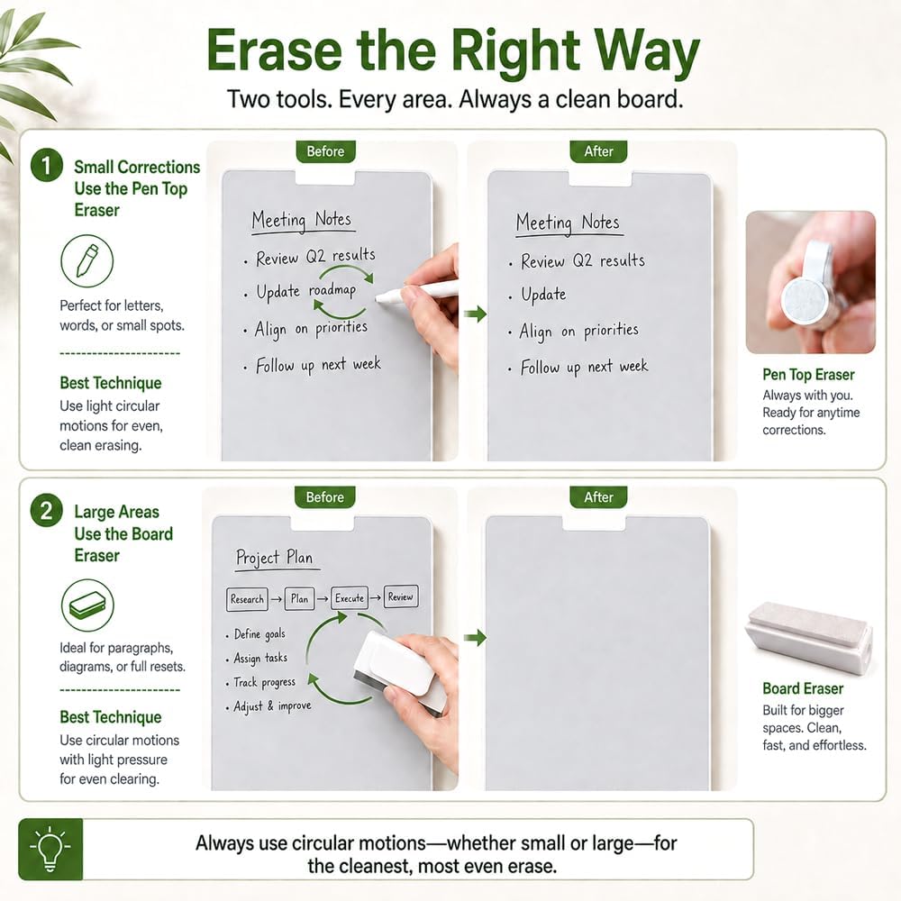 Upgraded Inkless Reusable Writing Tablet, 10" Magnetic Desktop Note Pad