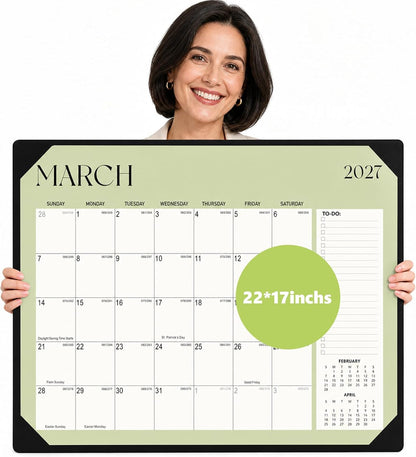 Desk Calendar 2026-2027 with Desk Mat, 18-Month Large 22" x 17" Desk Pad Calendar from Jul 2026 to Dec 2027, Seasonal Theme Desktop Monthly Calendar for Home Office School