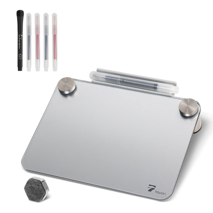 Rose Gold Mini Desktop Pure Glass Whiteboard, Small Glass Dry-Erase Stand