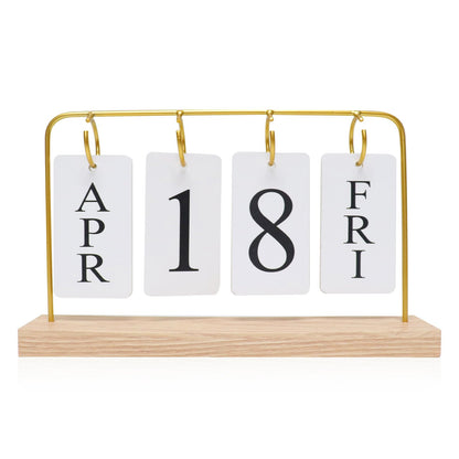 Uguisu Desktop Decor, Wall Calendar, Gold Metal Stand with Paper Monthly Daily Calendar, Home Decor, Living Room Decor, Hallway Decorative Ornament, Reusable Office Accessory.