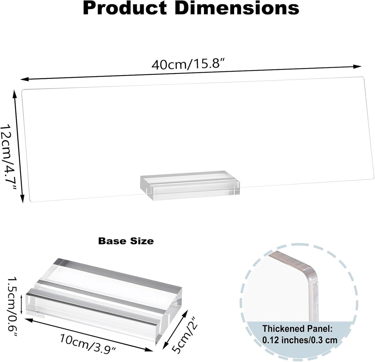 BTSKY Acrylic Monitor Memo Board Holder-15.8"x4.7", Clear Sticky Note Holder with Thicken Base, Screen Message Board Under Computer, No Screen Damage, Office & Home Desktop Accessories
