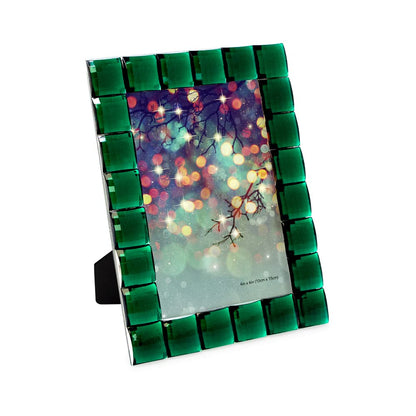 Isaac Jacobs Decorative Sparkling Jewel Picture Frame (4x4, Rainbow)