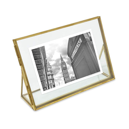 Isaac Jacobs 2x3 Gold Vertical Floating Photo Frame ClaspLock&Angled Base