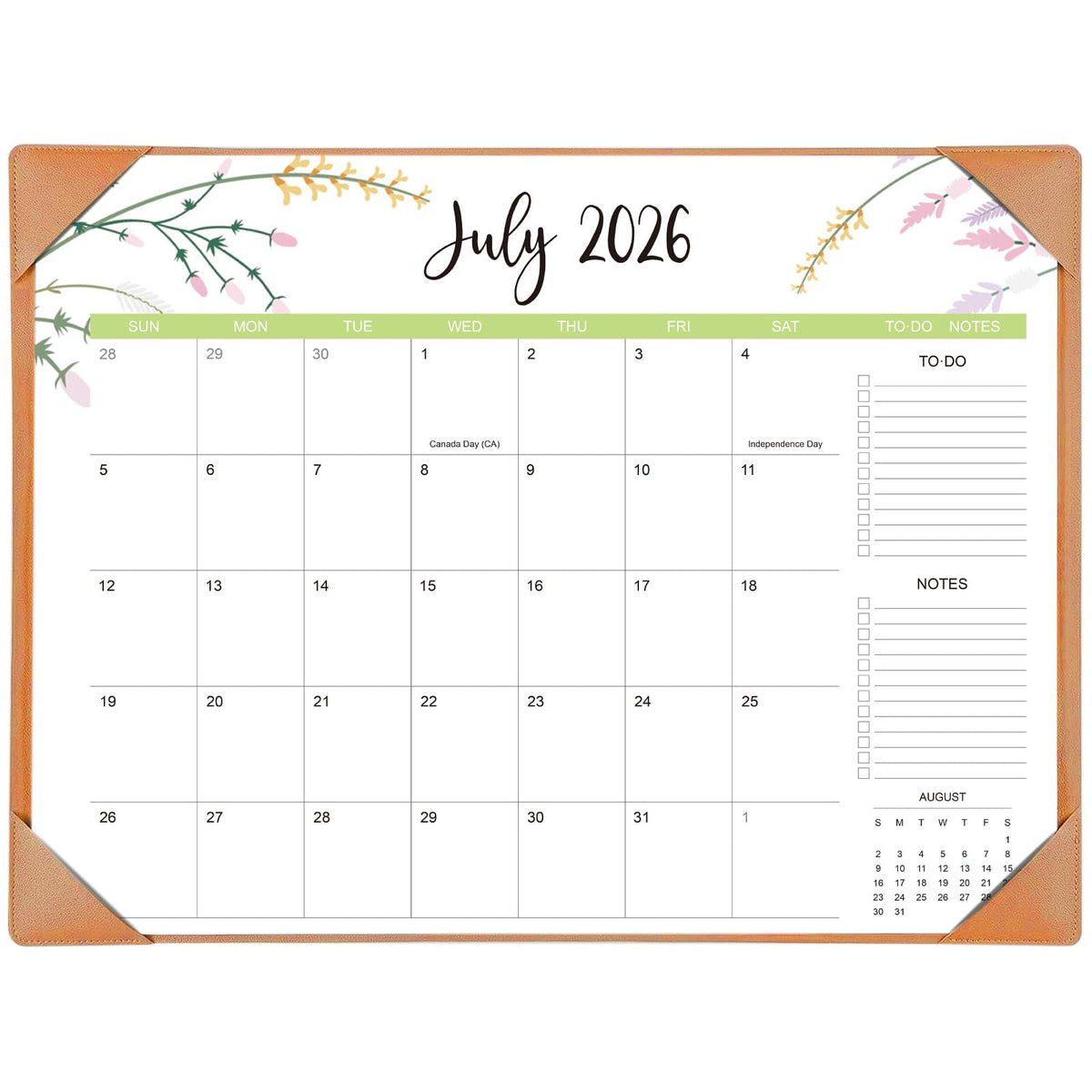 Desk Calendar 2026 with Desk Mat – 22" x 17" Large Desk Pad Calendar Runs from July 2026 to December 2027, Floral Design Desktop Calendar with To Do List, Personal Desk Calendar Planner for Home, Office