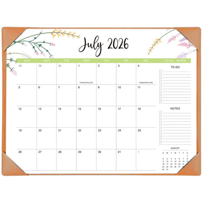 Desk Calendar 2026 with Desk Mat – 22" x 17" Large Desk Pad Calendar Runs from July 2026 to December 2027, Floral Design Desktop Calendar with To Do List, Personal Desk Calendar Planner for Home, Office