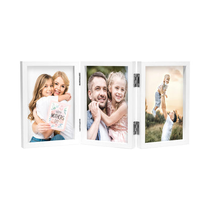 WUTL 3 Picture Frame Triple Collage 5x7 Frames with Real Glass Black