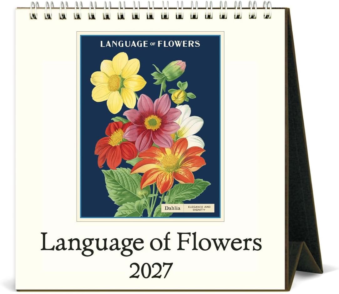 Cavallini 2027 Language of Flowers Easel Desk Calendar, 6x6.5 In, 12 Month