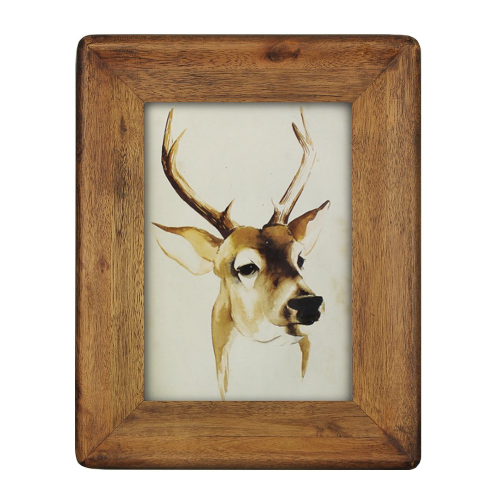 Picture Frame 5x7 Inch,Rustic Wood Photo Frames with Real Glass,Wall Hanging and Tabletop Standing,Vertical or Horizontal Display (Brown)