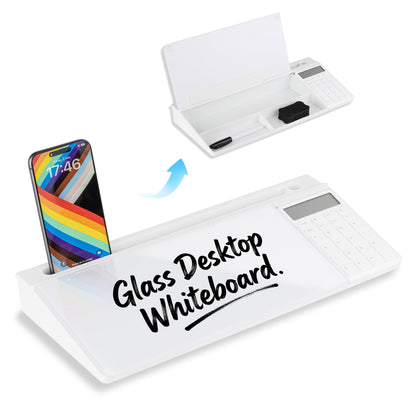 Glass Desktop Whiteboard, 15.8×7" Basic Black