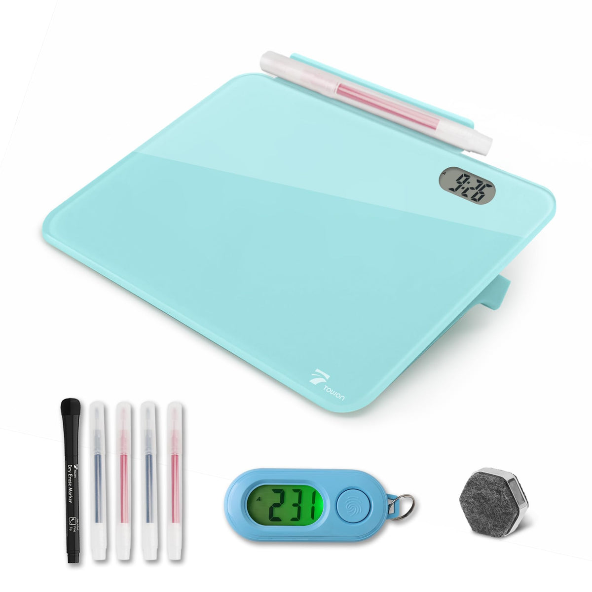 Small Glass Desktop Whiteboard Dry-Erase, Mini Pure Glass Whiteboard Stand